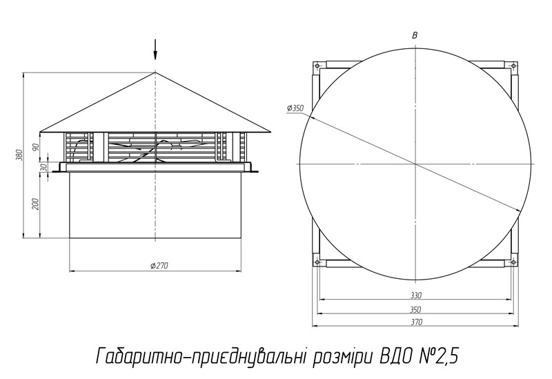 Габаритно-приєднувальні розміри ВДО №2,5